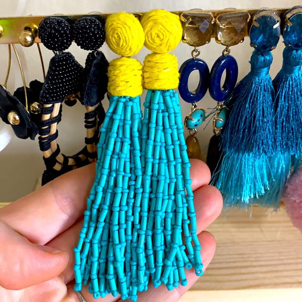 So fun!! Turquoise and yellow beaded earrings from Anthropologie